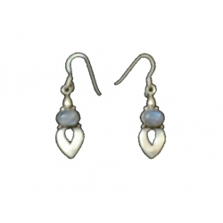 Earring0041-Nice Earring made with Beautiful White Rainbow Moon Stone and Silver